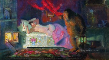  Mikhailovich Pintura al %C3%B3leo - La esposa del comerciante y el domovoi 1922 Boris Mikhailovich Kustodiev
